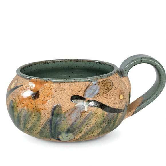 Set of Two Dragonfly Pottery Soup Bowl Mug Dragon Fly - Picture 4 of 9